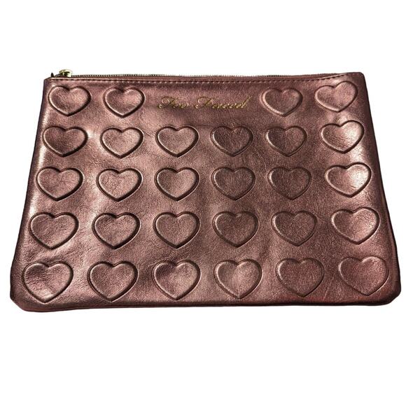 New Too Faced pink hearts cosmetic bag - Picture 1 of 6